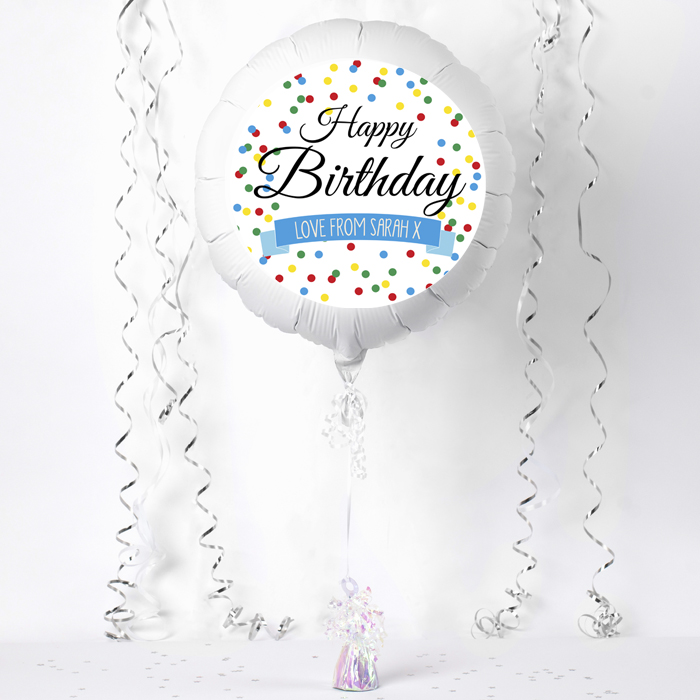 Personalised Large Helium Balloon - Happy Birthday, Spots