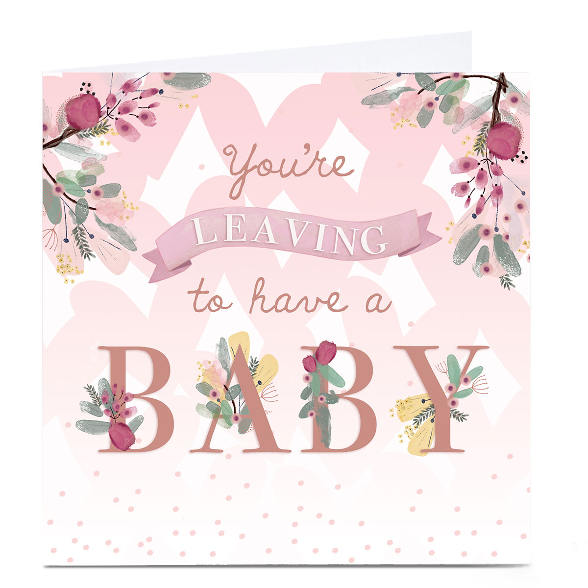 Personalised Leaving Card - Baby, Pink Floral