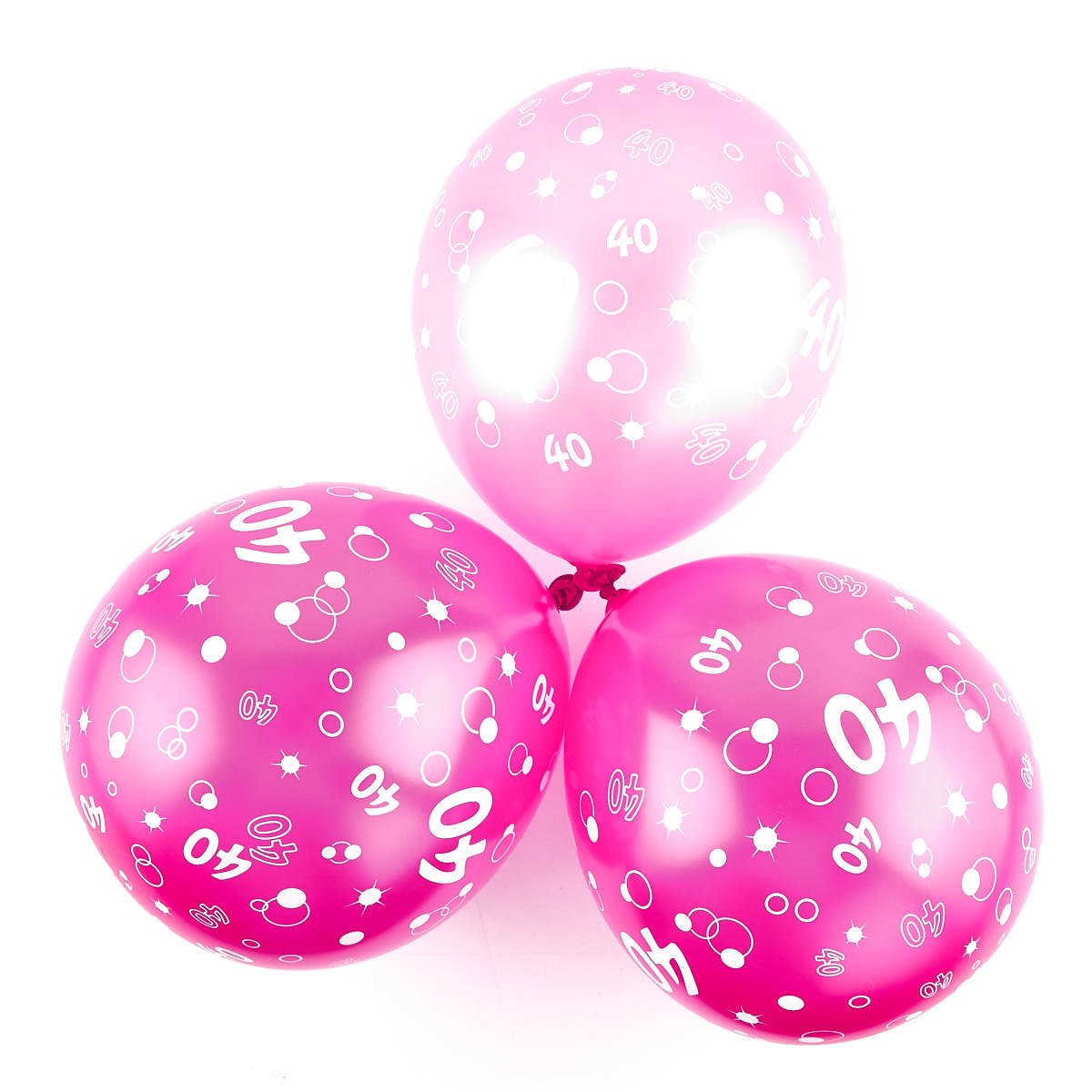 Metallic Pink Circles 40th Birthday Helium Latex Balloons - Pack Of 6