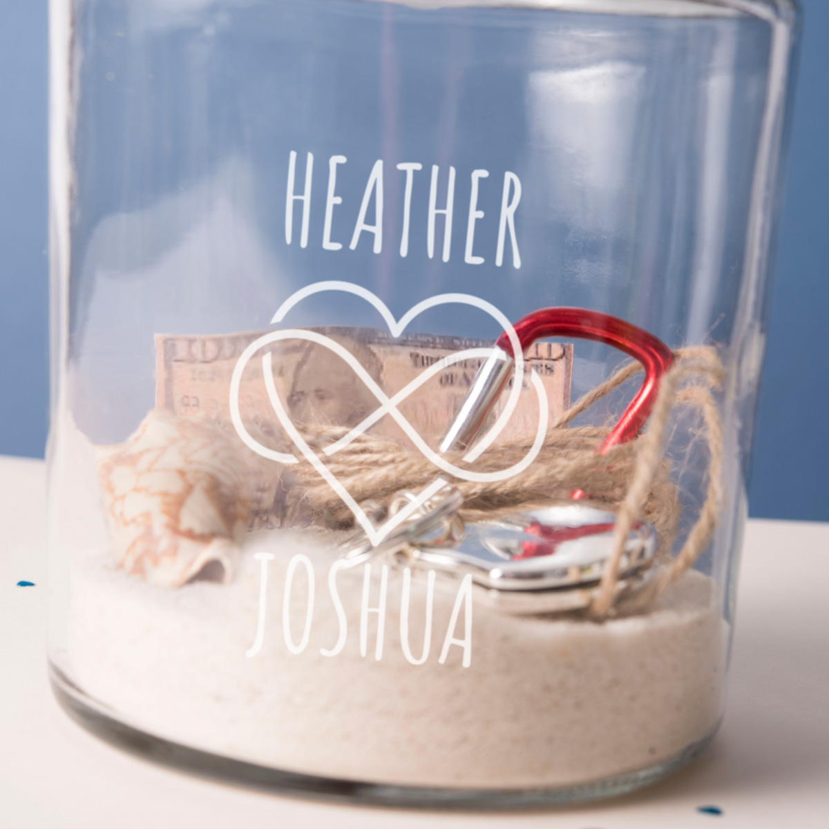 Personalised Glass Memory Jar - Infinity Heart
