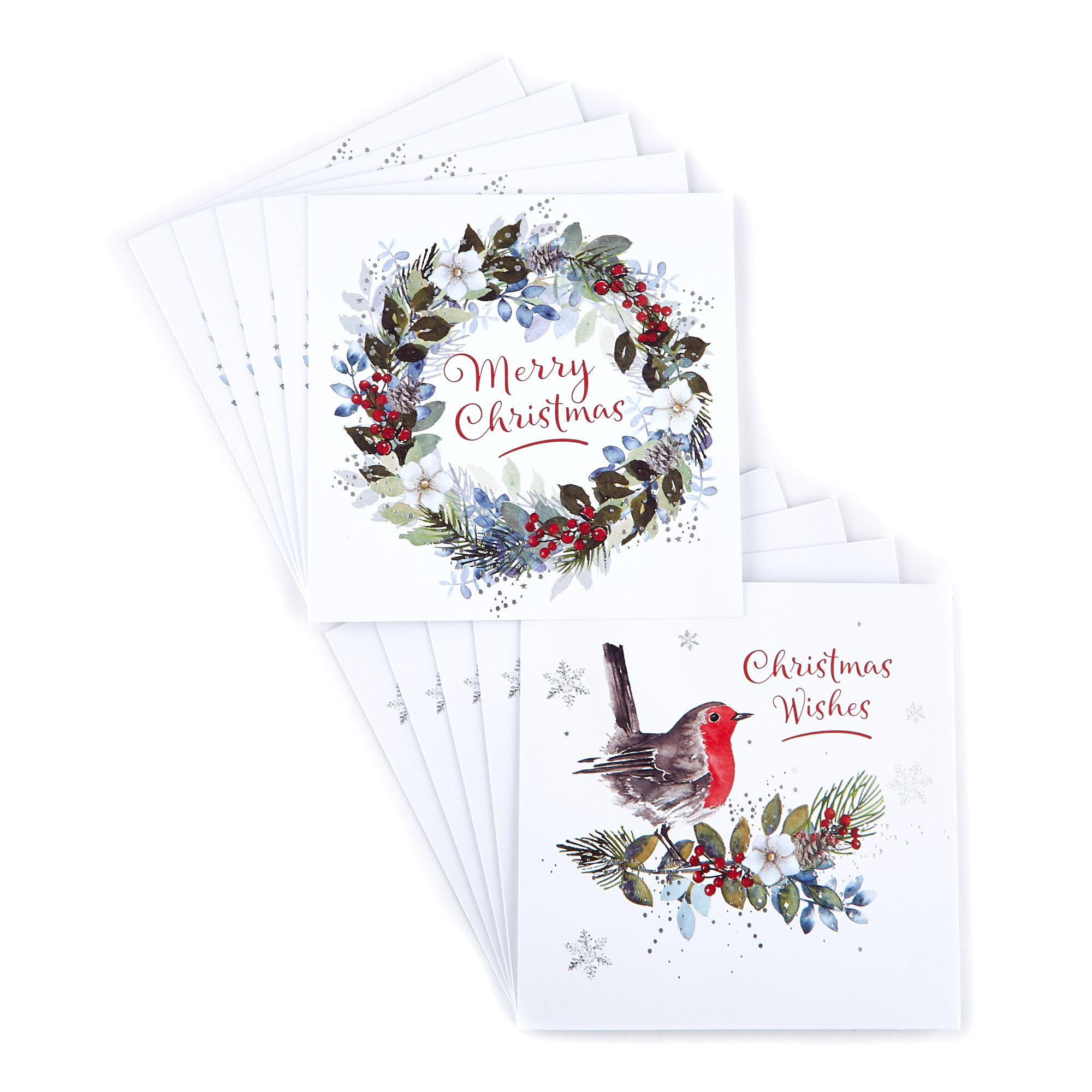 Charity Christmas Cards - Wreath & Robin (Pack of 16) 