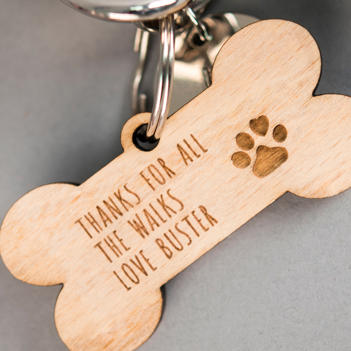 Personalised Wooden Key Ring - Dog Bone