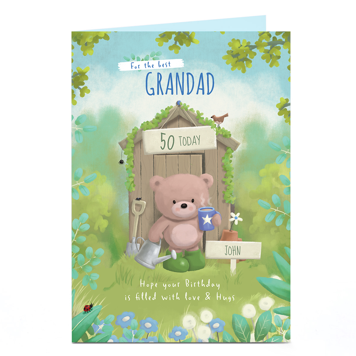 Personalised Hugs Birthday Card - Garden Shed