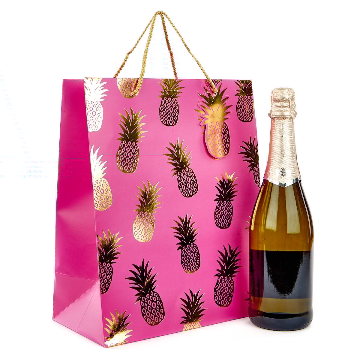 Large Portrait Gift Bag - Pink & Gold Pineapples