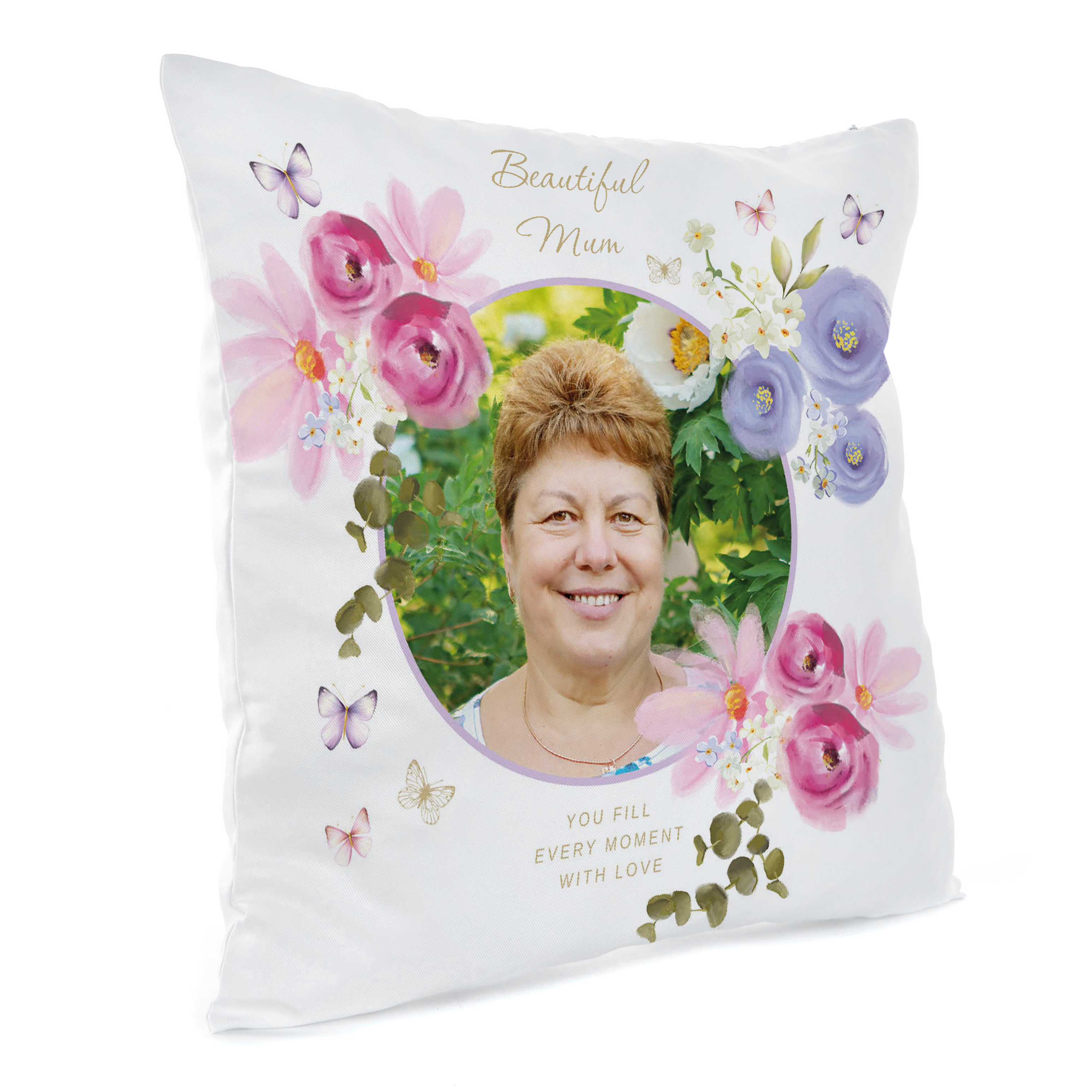 Photo Upload Mother's Day Cushion - Floral Frame