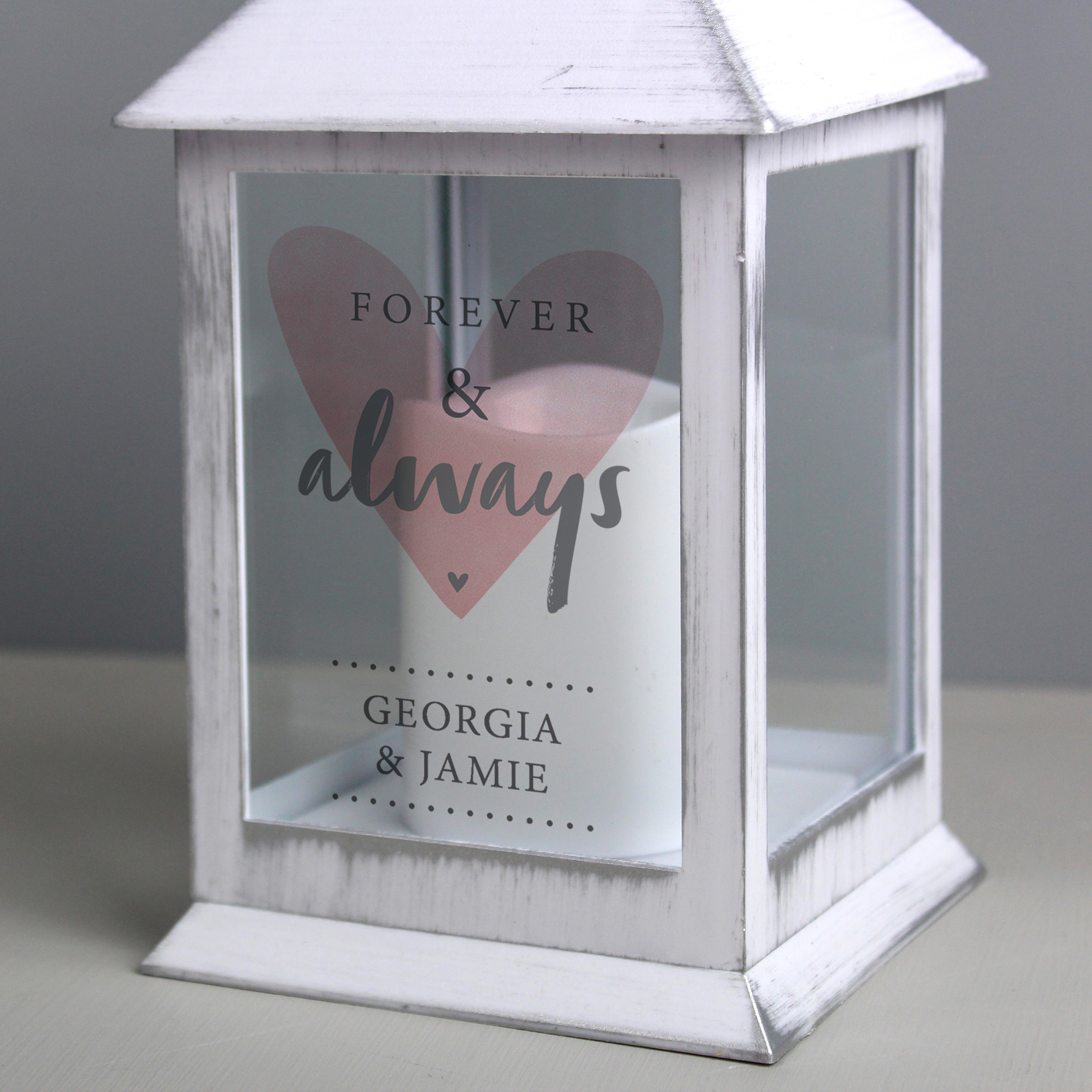 Personalised White LED Lantern - Forever & Always
