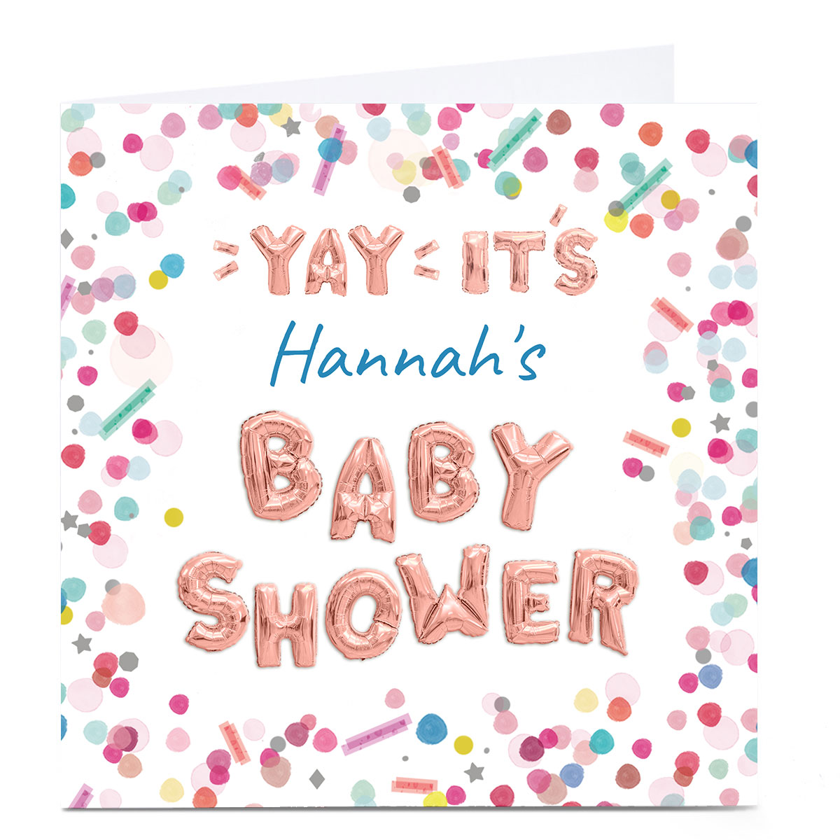 SIT_DogJ Personalised Baby Shower Card - Rose Gold Balloons