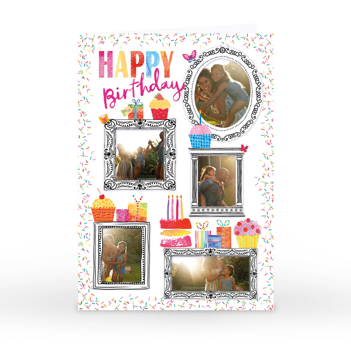 Personalised Nik Golesworthy Birthday Photo Card - Frames & Confetti 