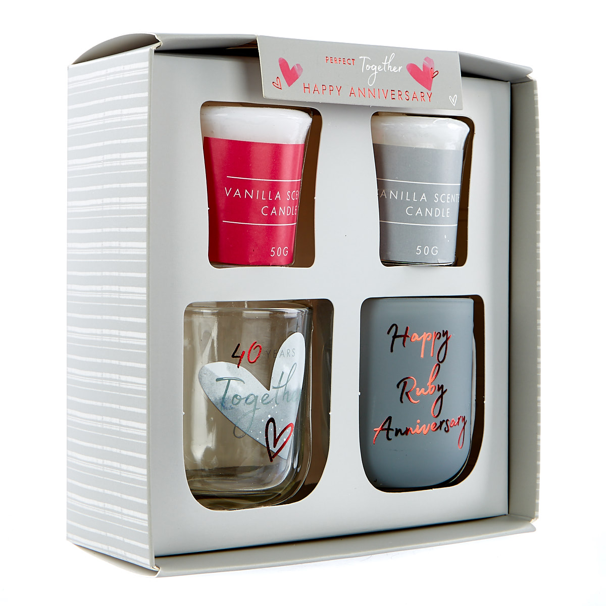 Set of 2 Vanilla Scented Candles - 40th Anniversary