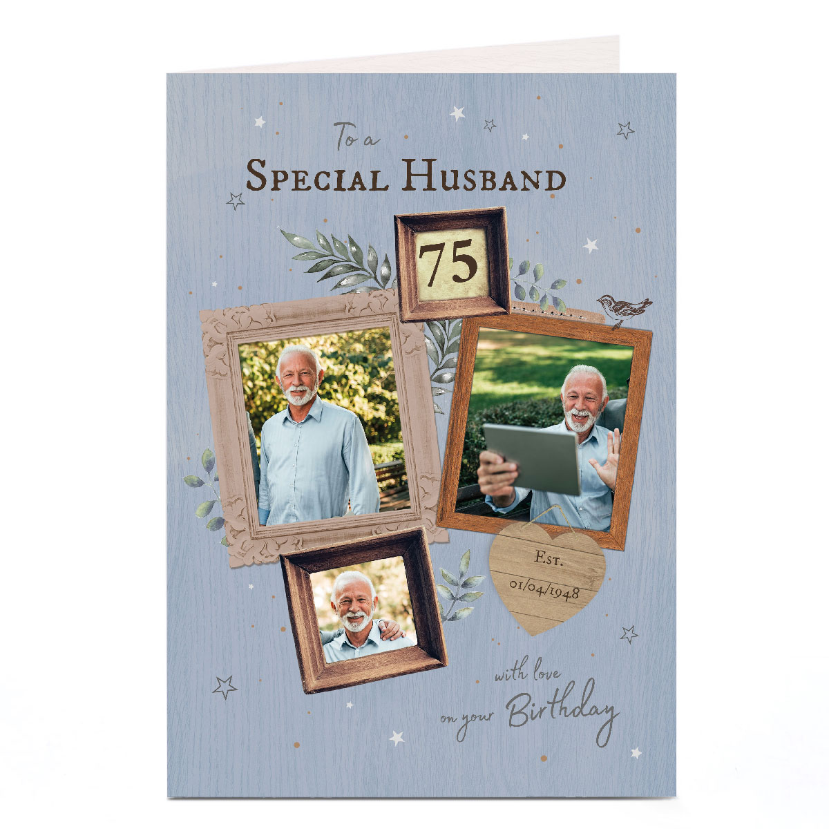 Personalised Studio Birthday Photo Card - Special Husband 75th