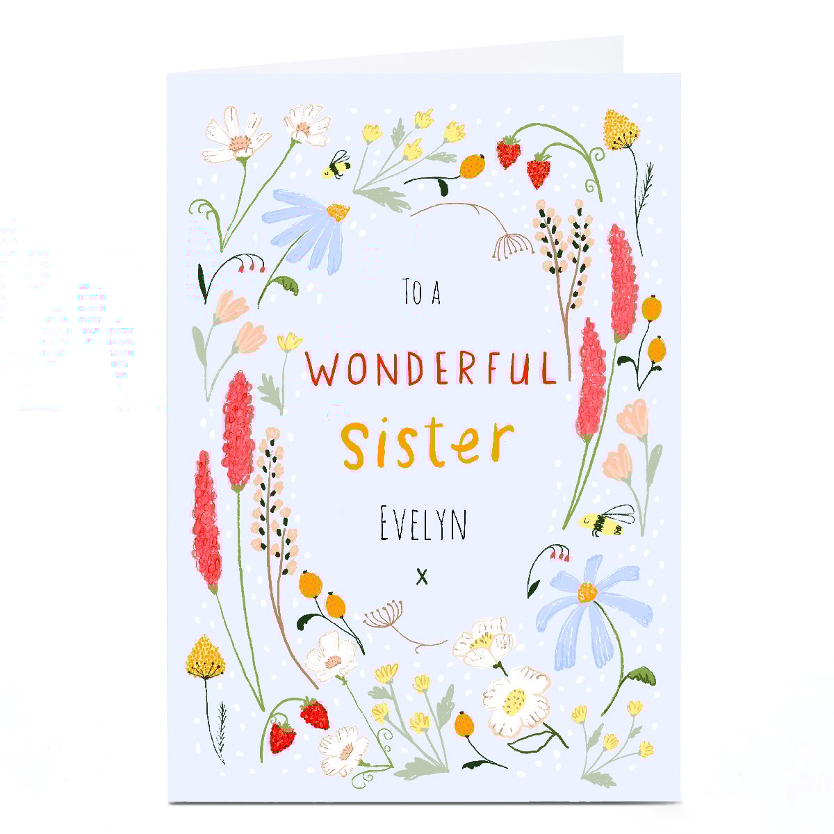 Personalised Emma Valenghi Birthday Card - Blue Floral, Sister