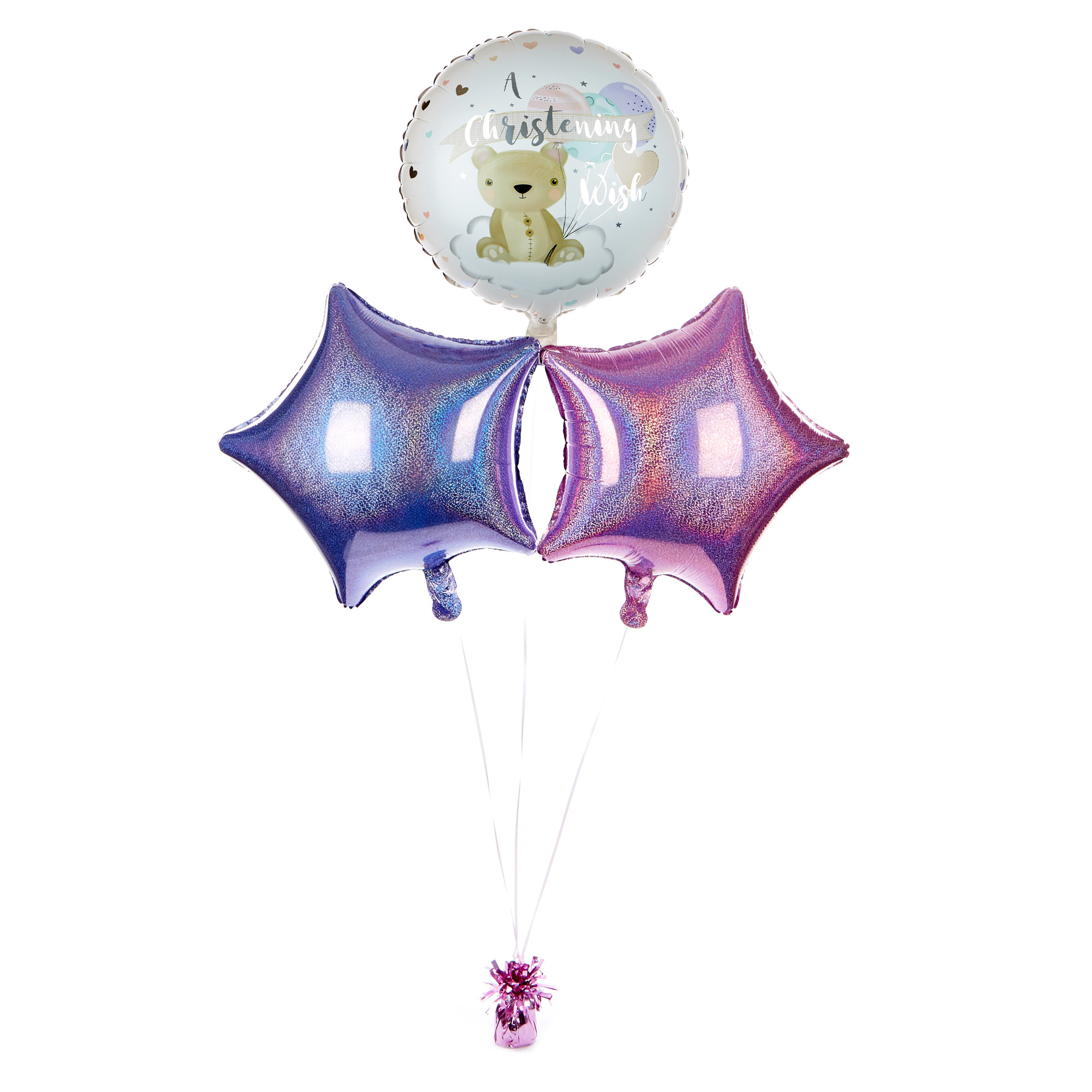 Pink Christening Wish Balloon Bouquet - DELIVERED INFLATED!