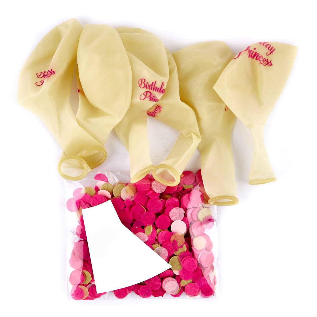 Birthday Princess Pink Confetti Balloons - Pack Of 6