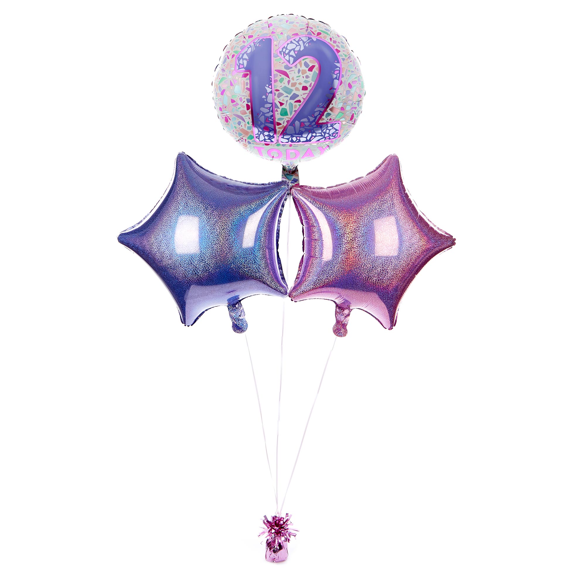 Mosaic 12th Birthday Balloon Bouquet - DELIVERED INFLATED!
