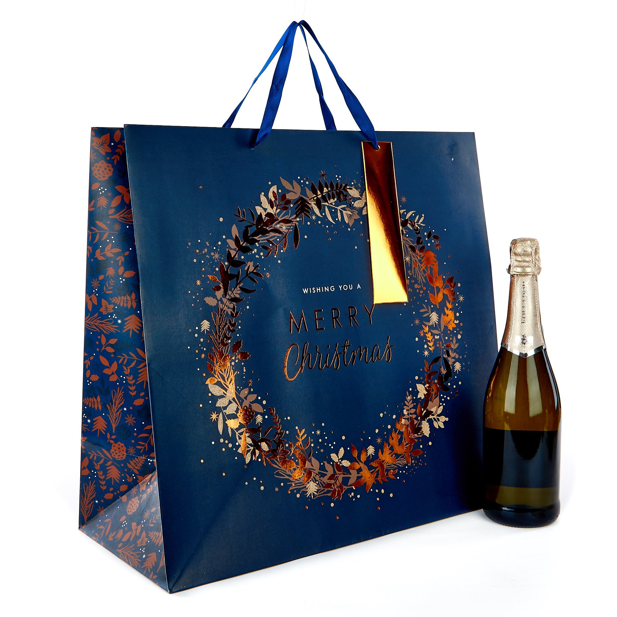 Giant Bronze Wreath Square Christmas Gift Bag