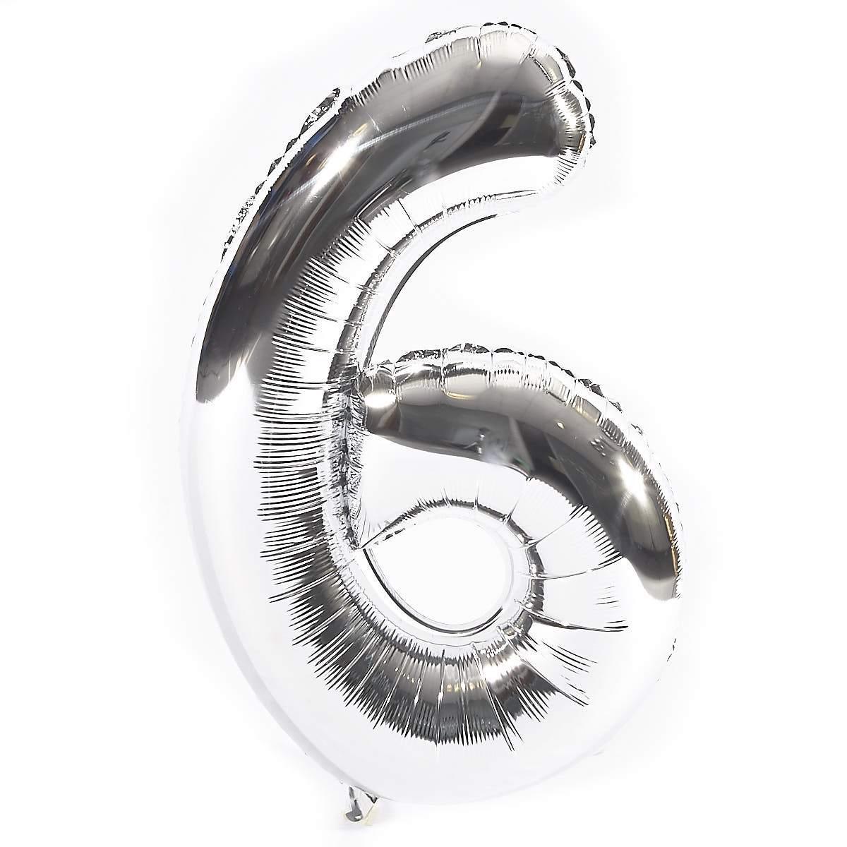 Age 60 Giant Foil Helium Numeral Balloons - Silver (deflated)
