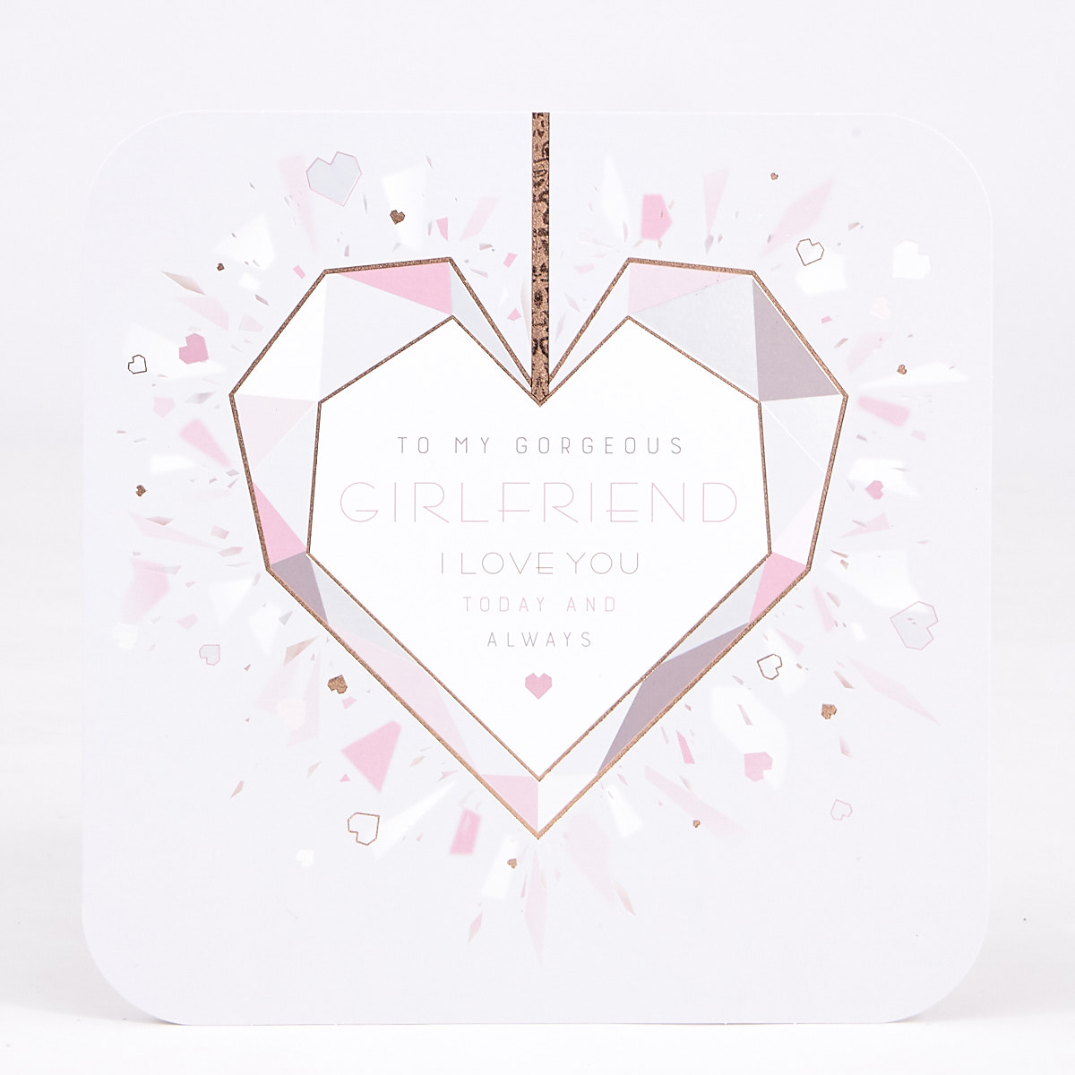 Valentine's Day Card - Platinum Collection Girlfriend Geometric