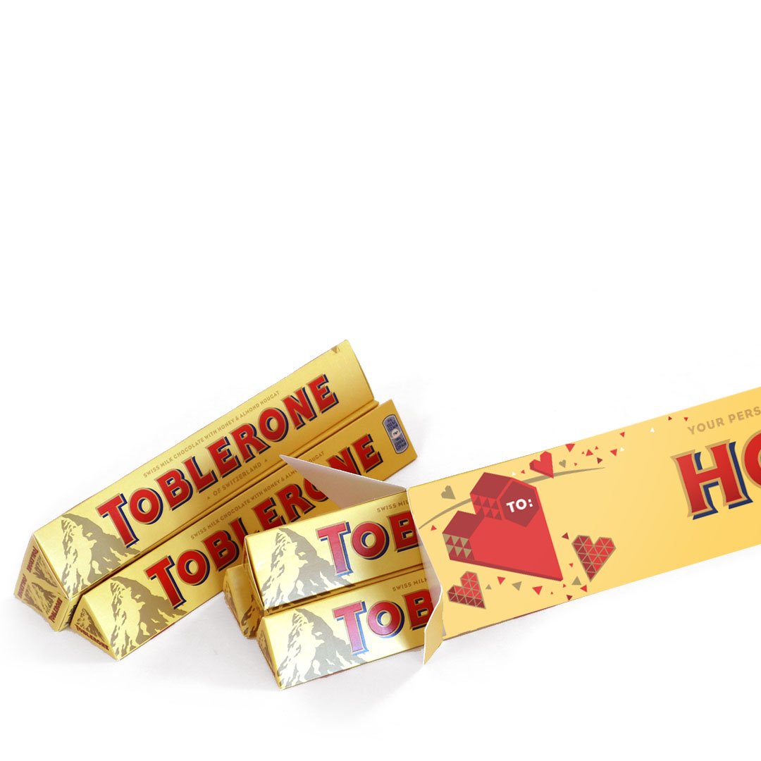 Personalised Valentine's Day Milk Chocolate Toblerone Share Pack