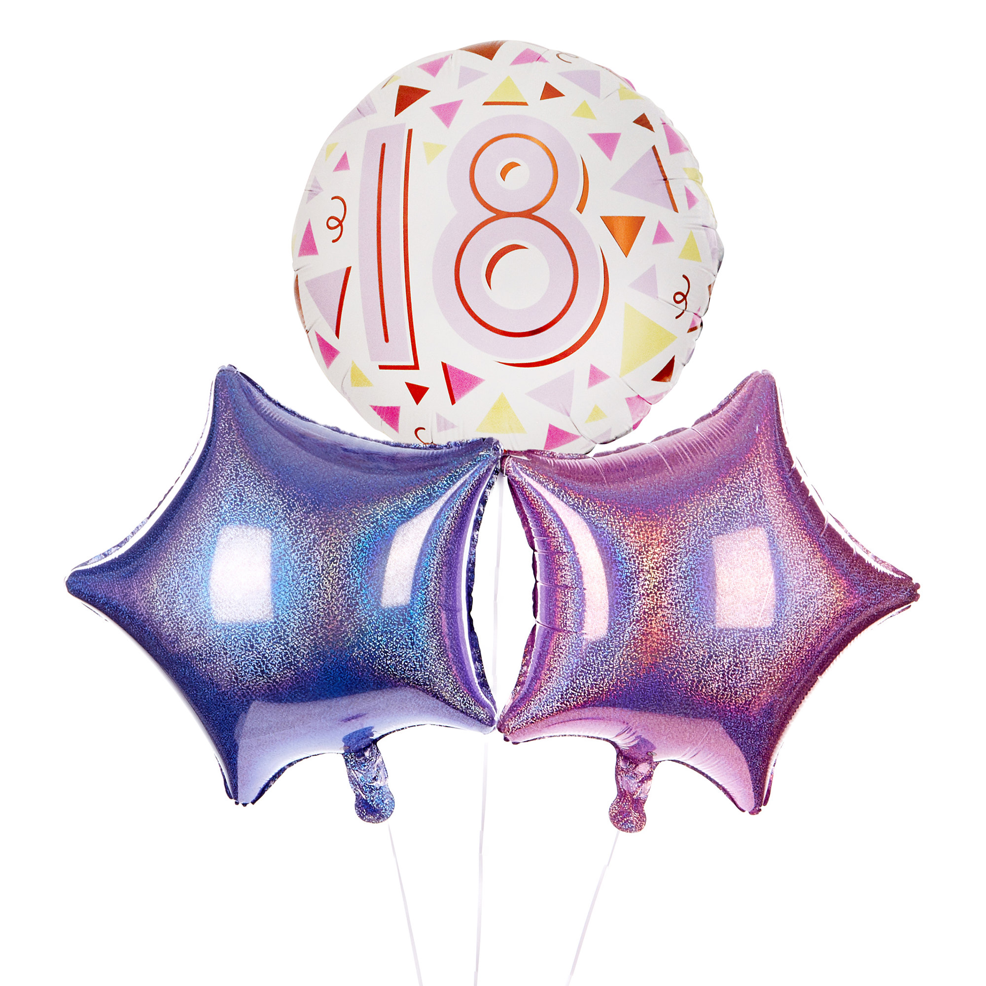 Pastel Triangles 18th Birthday Balloon Bouquet - DELIVERED INFLATED!