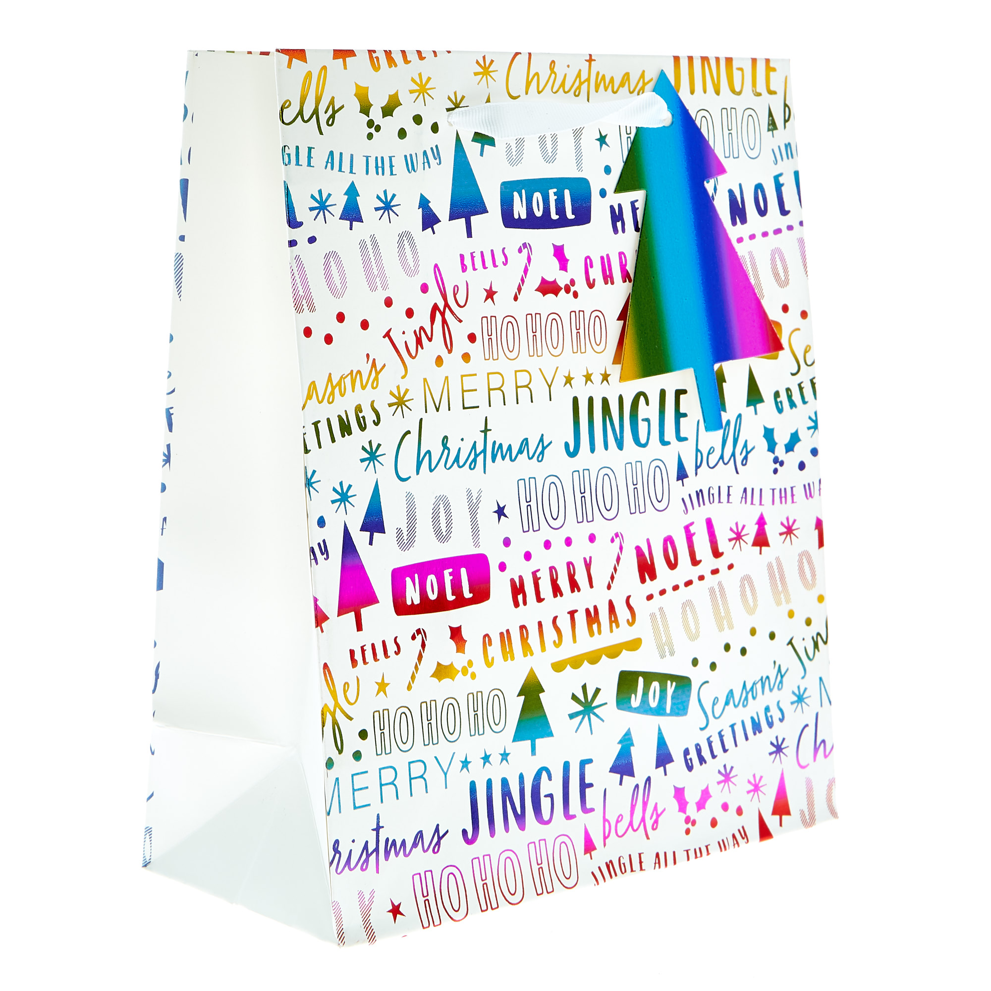 Medium Portrait Rainbow Text Christmas Gift Bag