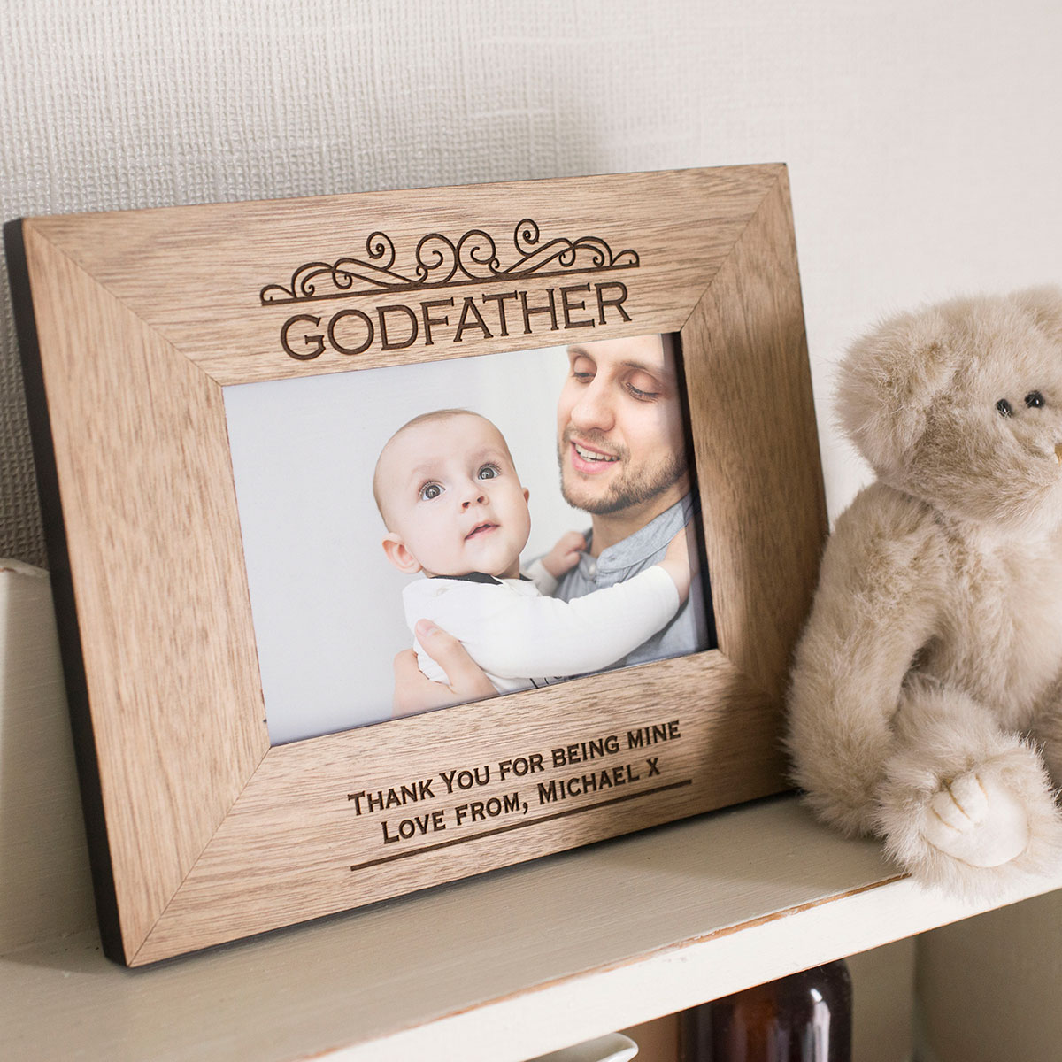 Personalised Engraved Wooden Photo Frame - Godfather
