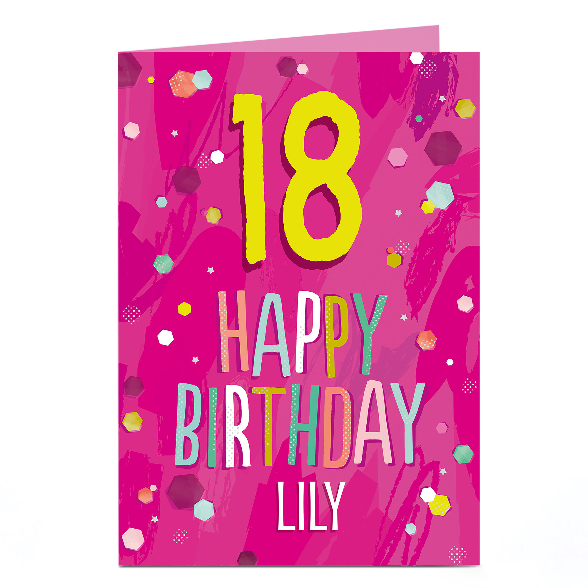 Personalised Editable Age Birthday Card - Happy Birthday Pink