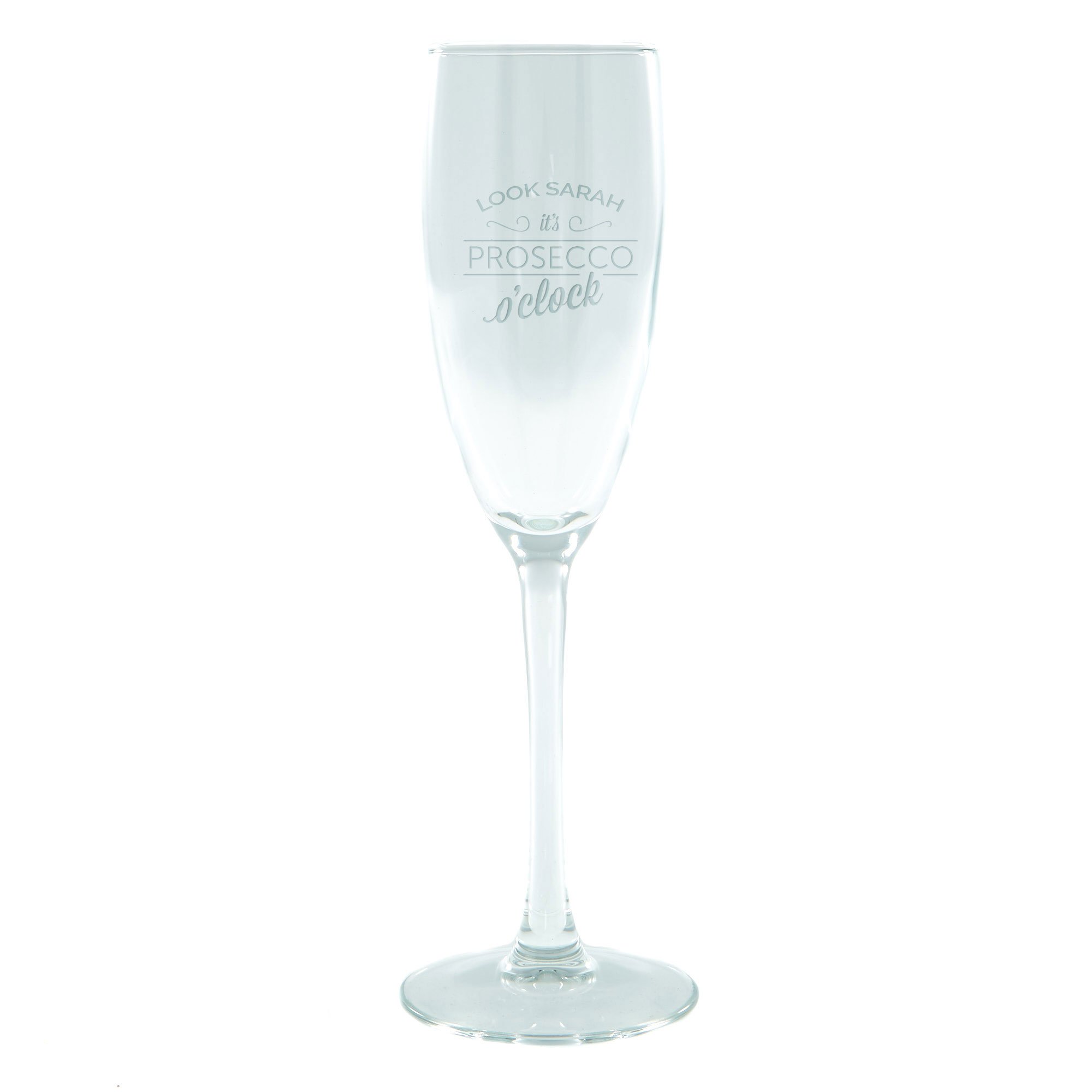 Personalised Engraved Champagne Flute - Prosecco O'clock