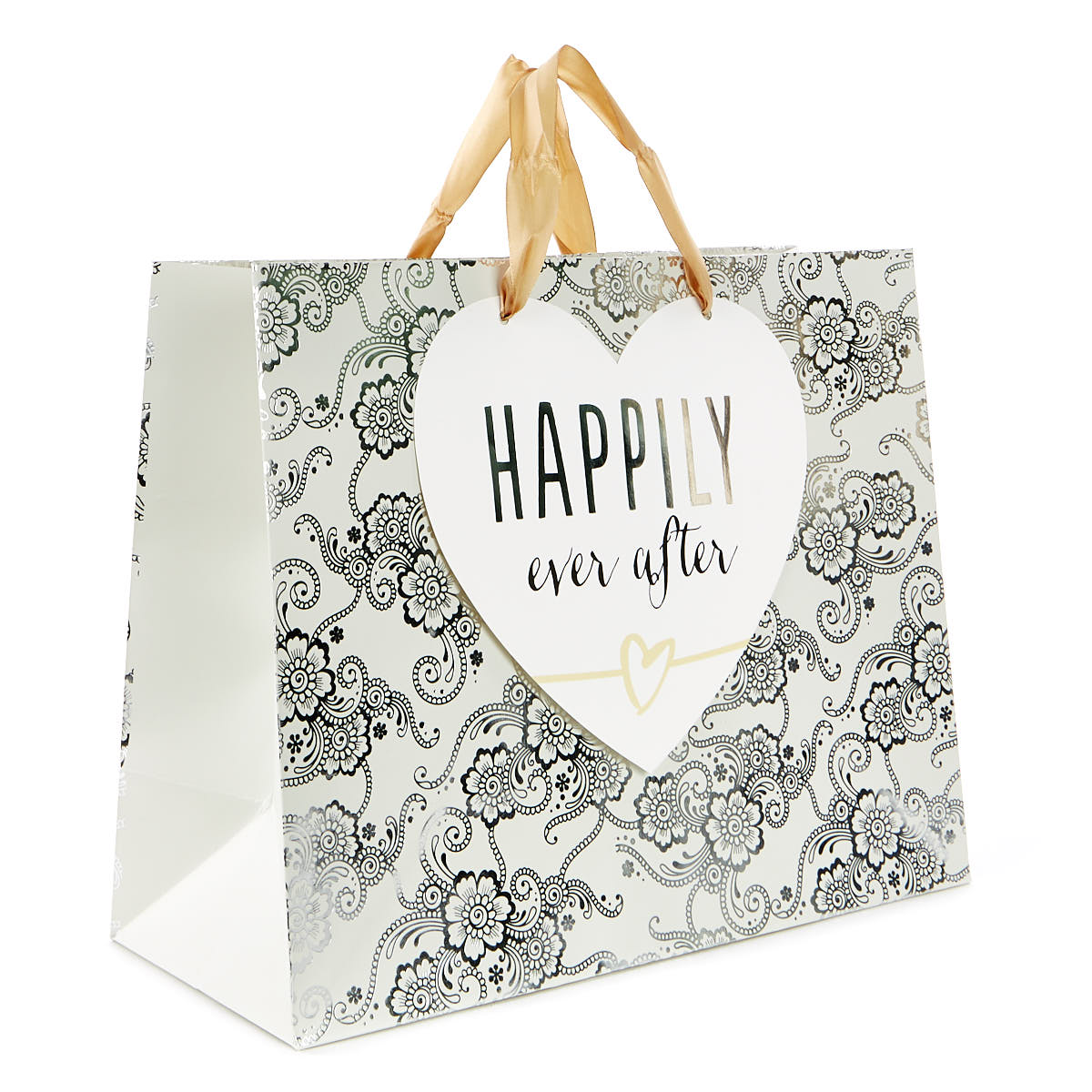 Large Landscape Silver & Ivory Gift Bag - Happily Ever After