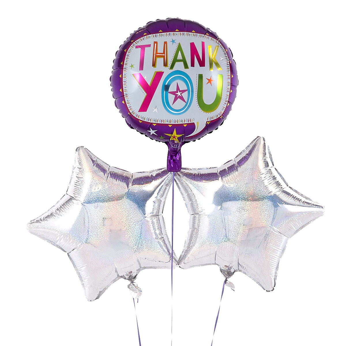Purple Thank You Balloon with Silver Balloon Bouquet - DELIVERED INFLATED!