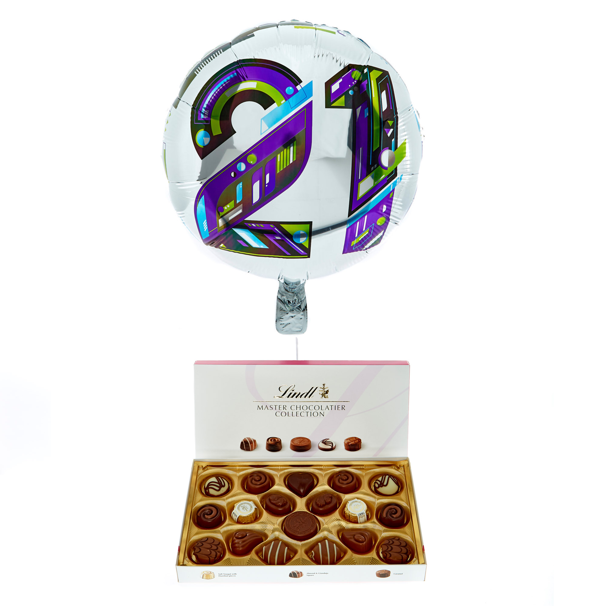 21st Birthday Balloon & Lindt Chocolates - FREE GIFT CARD!