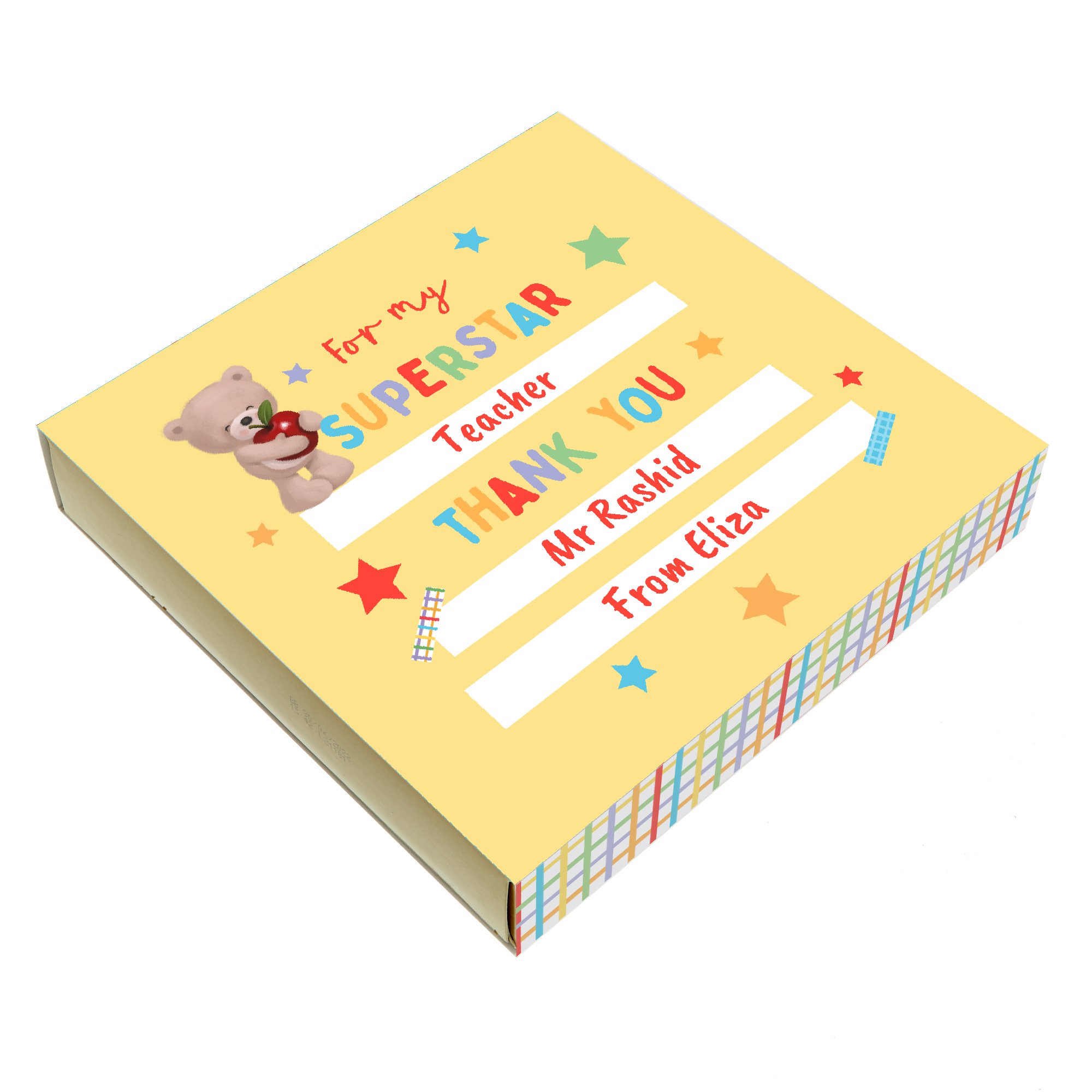 Personalised Belgian Chocolates - Hugs Bear Superstar Teacher