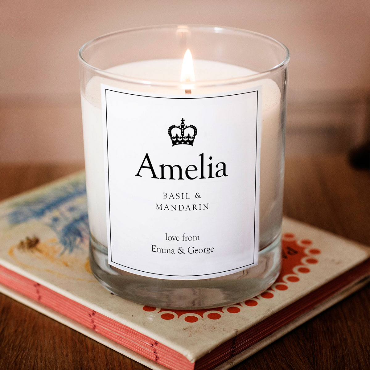 Personalised Basil & Mandarin Scented Candle - Crown