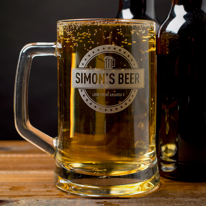 Personalised Engraved Pint Tankard - Circular Badge