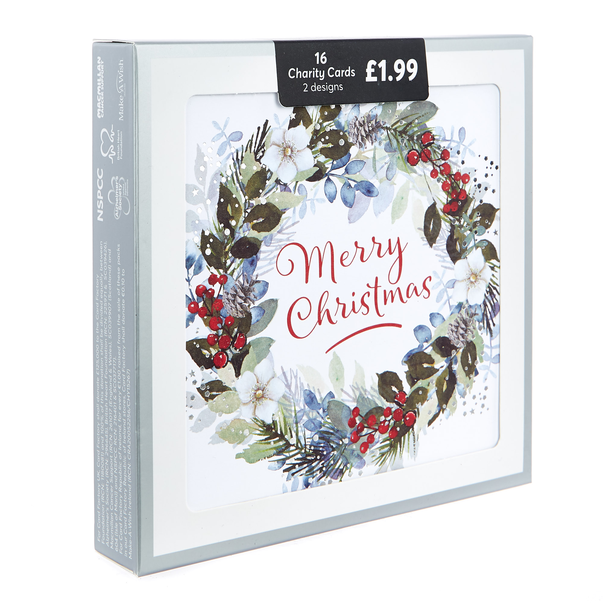 Charity Christmas Cards - Wreath & Robin (Pack of 16) 