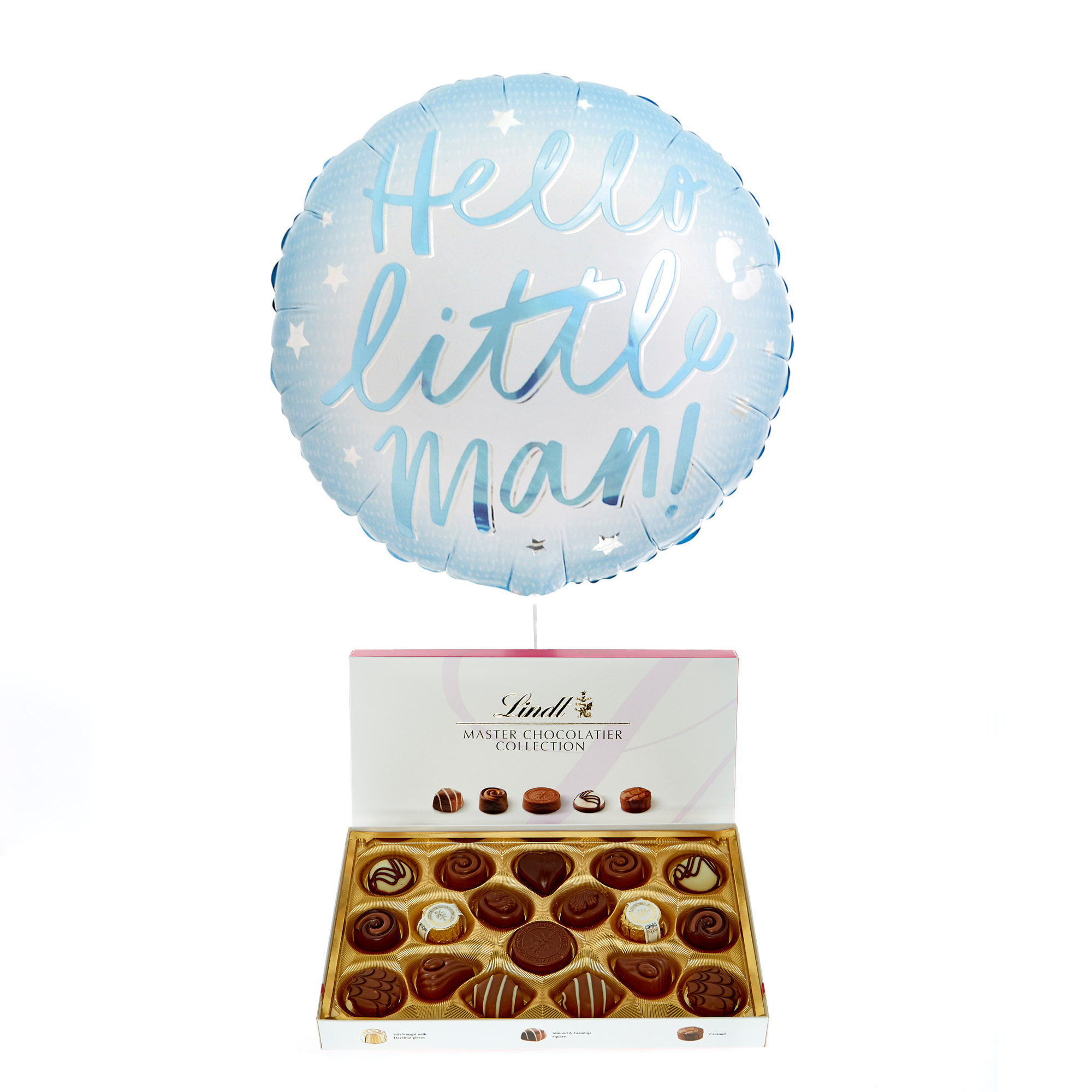 Hello Little Man Balloon & Lindt Chocolates - FREE GIFT CARD!