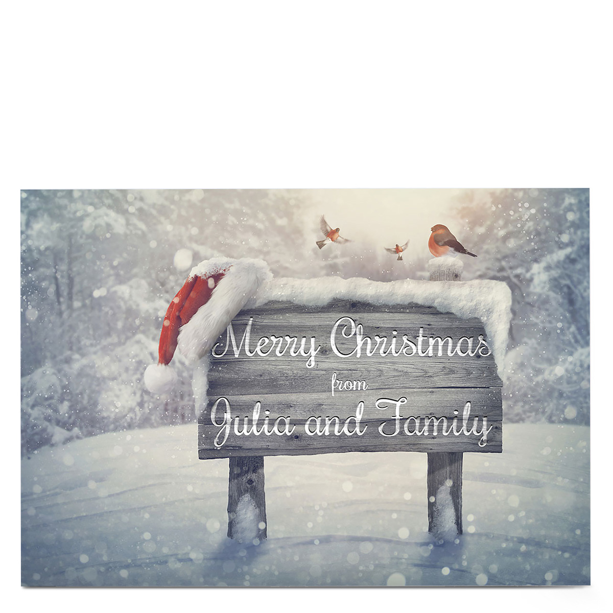Personalised Christmas Card - Snowy Sign Demo