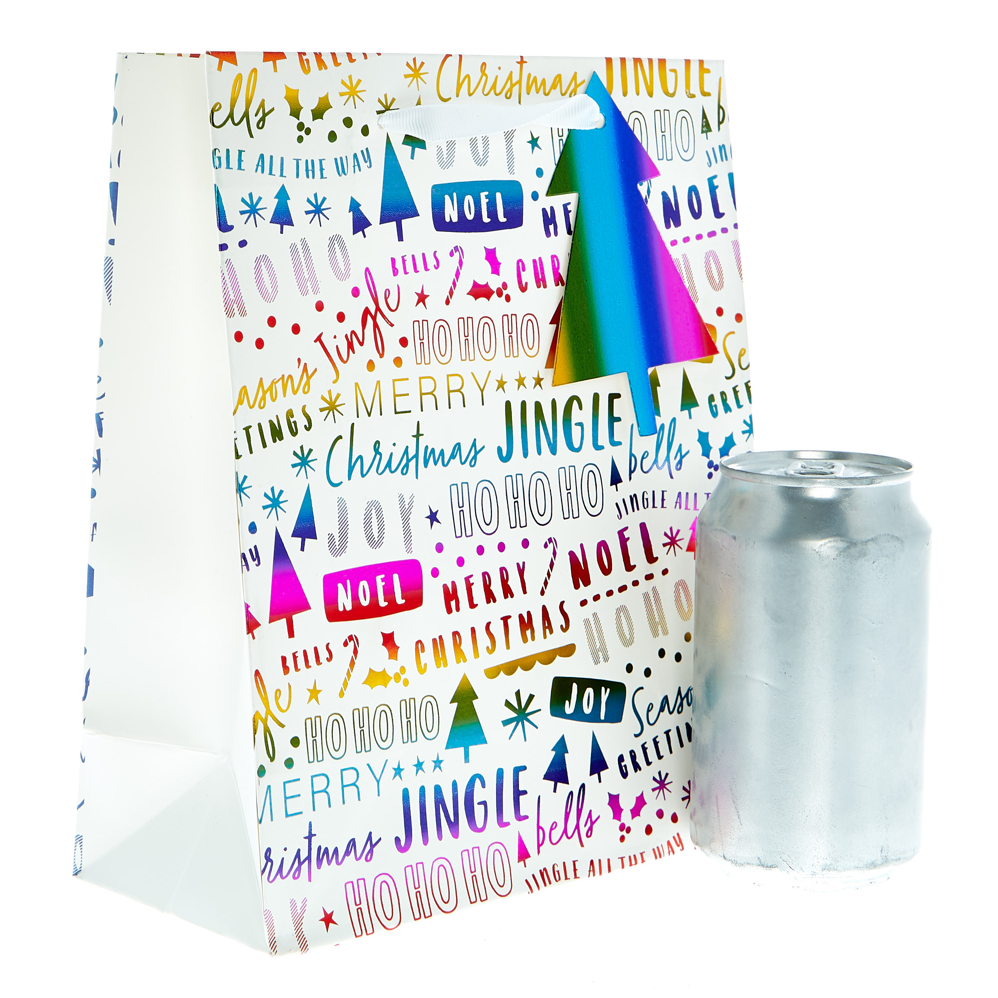 Medium Portrait Rainbow Text Christmas Gift Bag