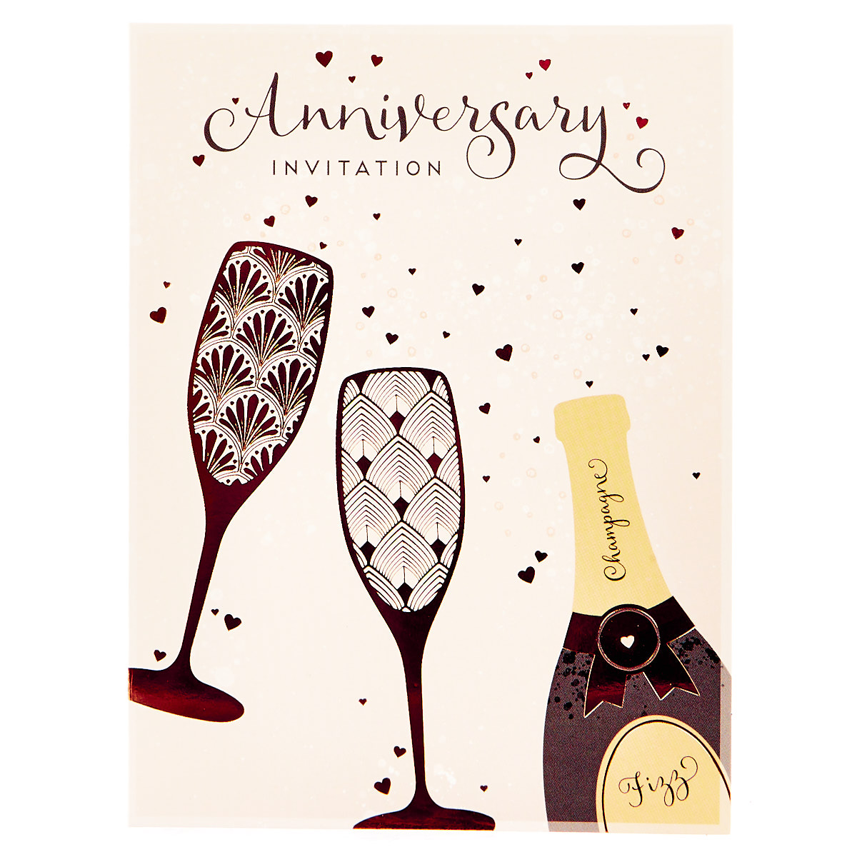 Anniversary Invitations, Champagne - Pack of 12