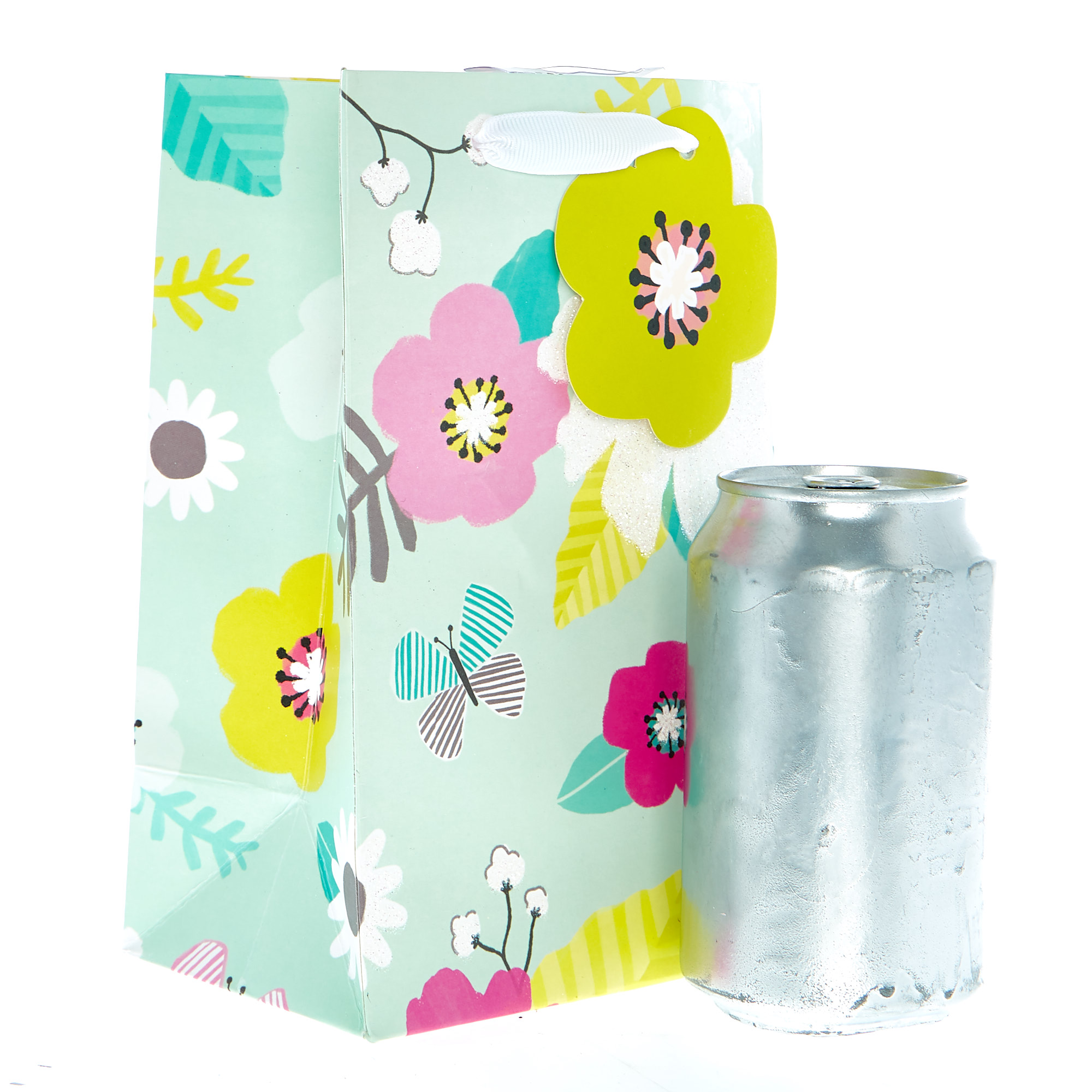 Small Portrait Gift Bag - Mint Floral