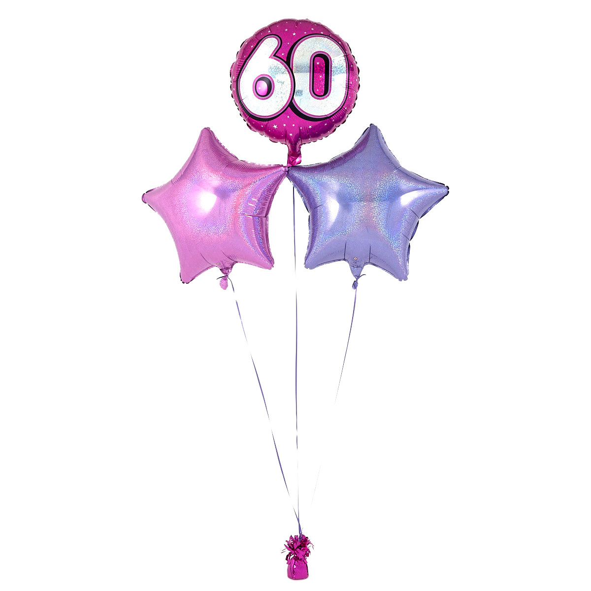 Pink 60th Birthday Balloon Bouquet - DELIVERED INFLATED!