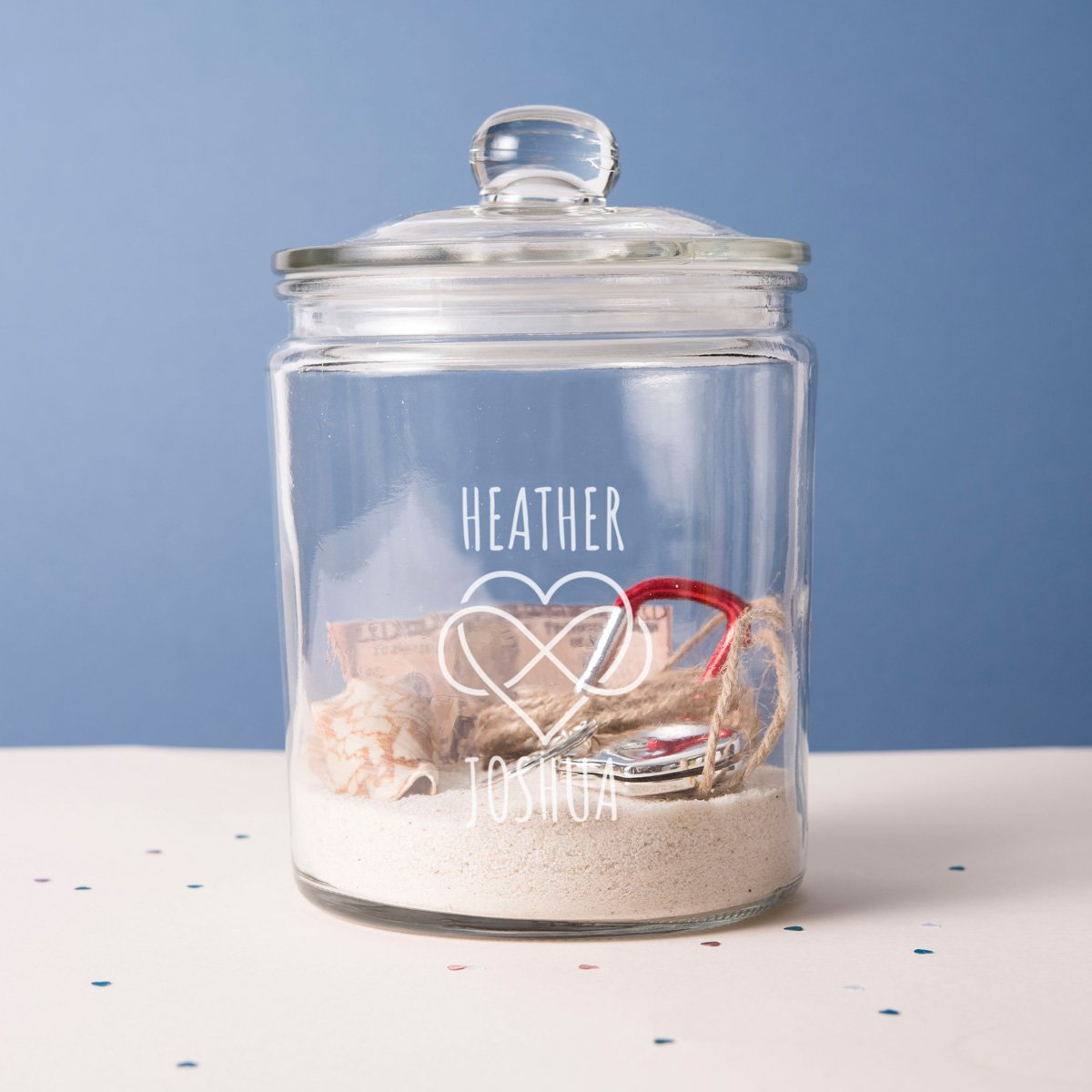 Personalised Glass Memory Jar - Infinity Heart