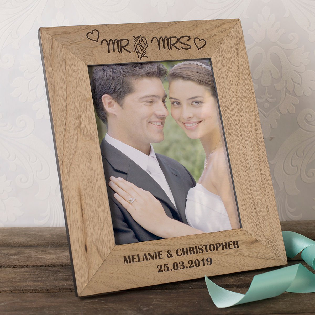 Personalised Engraved Wooden Photo Frame - Mr And Mrs