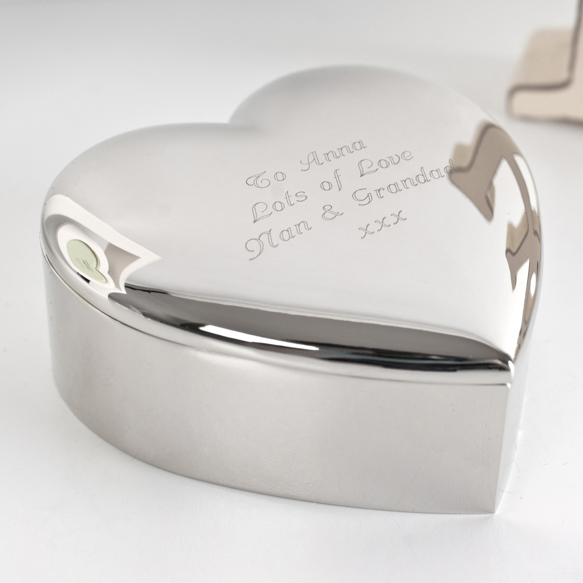 Engraved Silver-Plated Heart Trinket Box