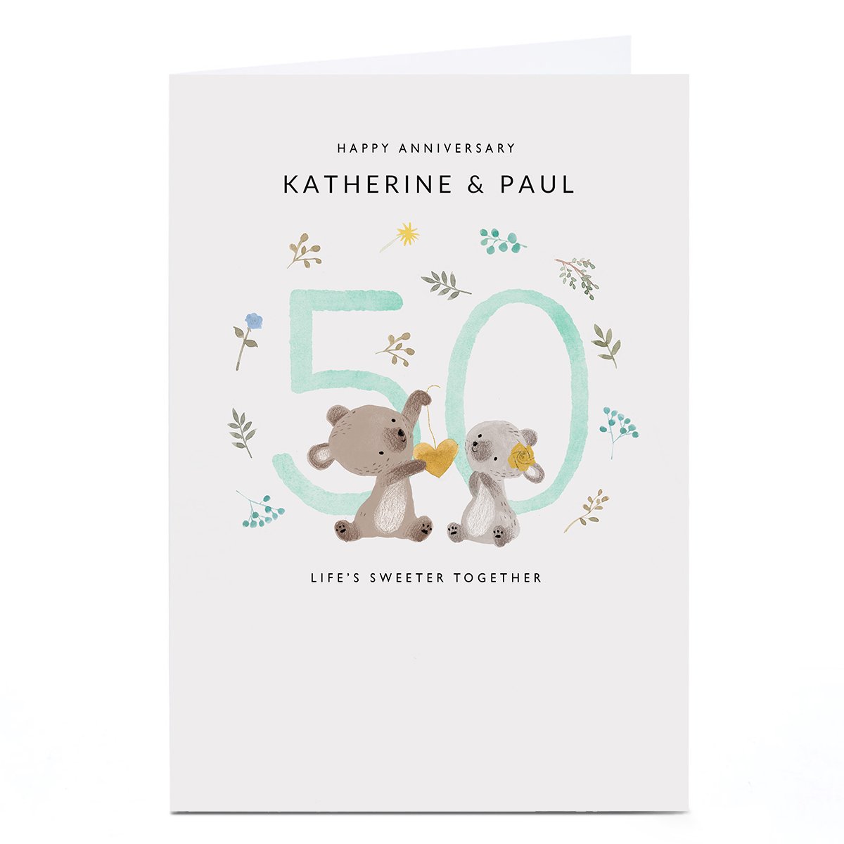 Personalised 50th Anniversary Card - Bears, Sweeter Together