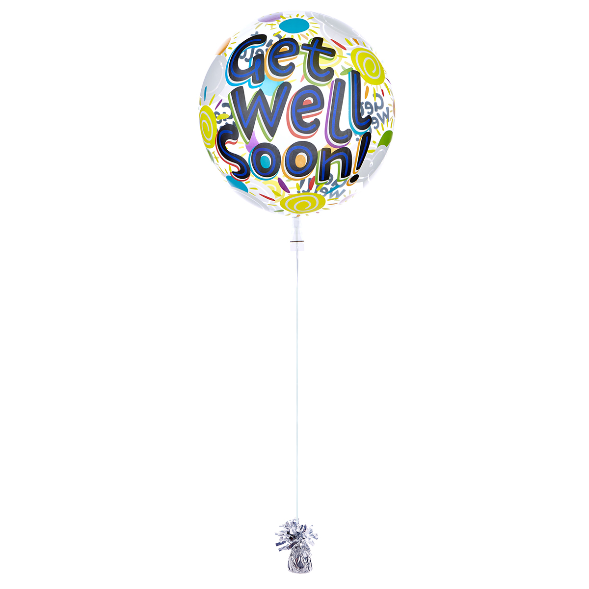 22-Inch Bubble Balloon - Get Well Soon - DELIVERED INFLATED! 