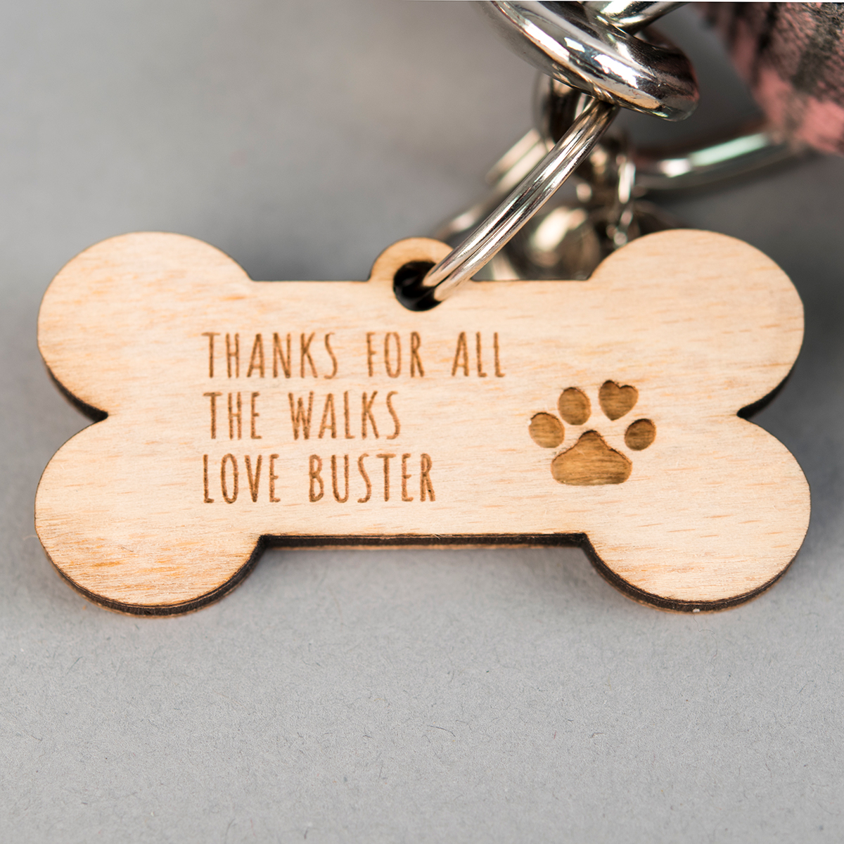 Personalised Wooden Key Ring - Dog Bone