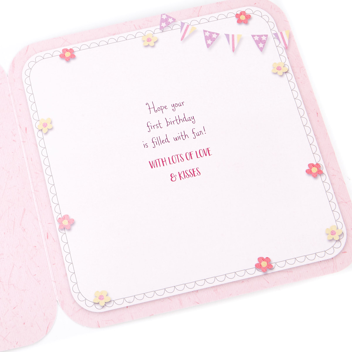 Exquisite Collection 1st Birthday Card - Any Female Recipient (Stickers Included)