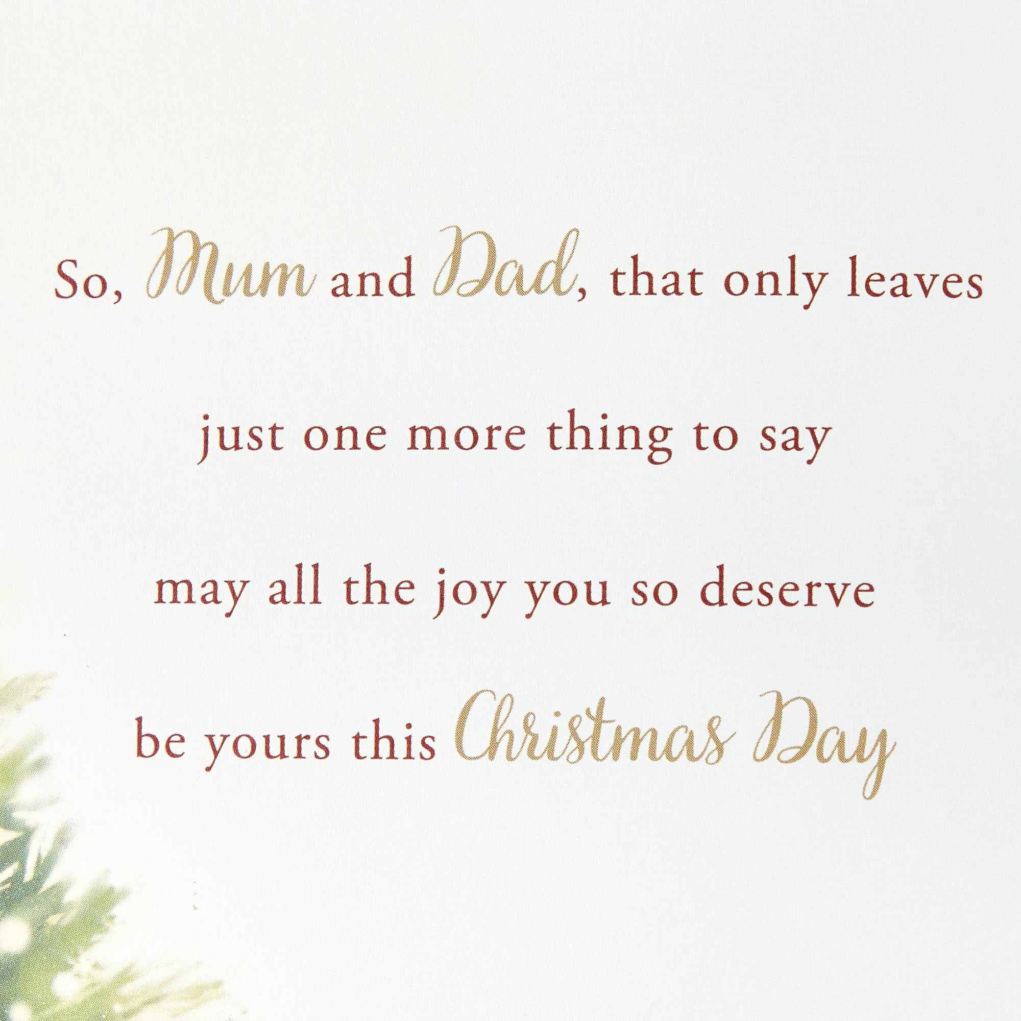 Christmas Card - To A Wonderful Mum & Dad