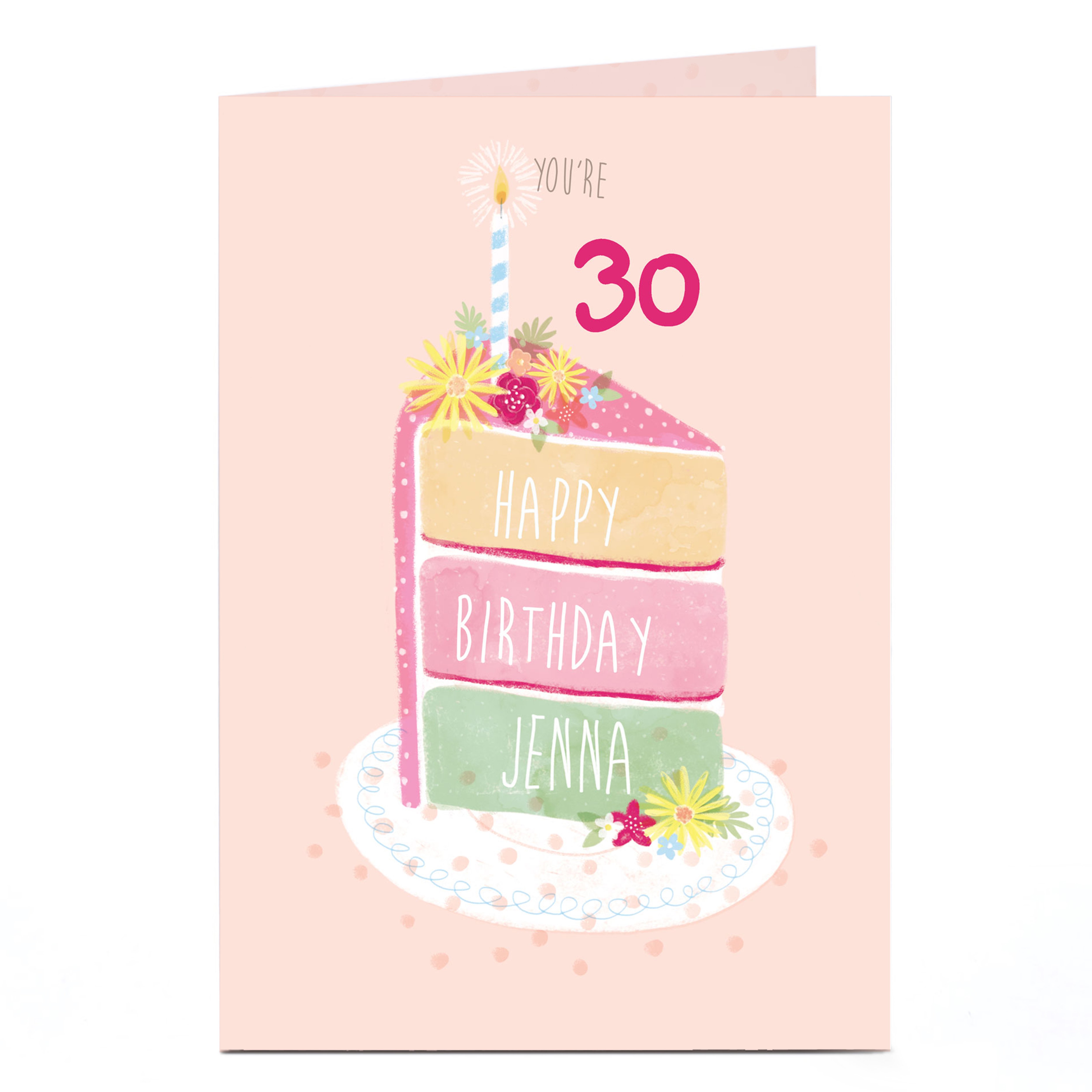 Personalised Birthday Card - Slice Of Cake,  Editable Age 
