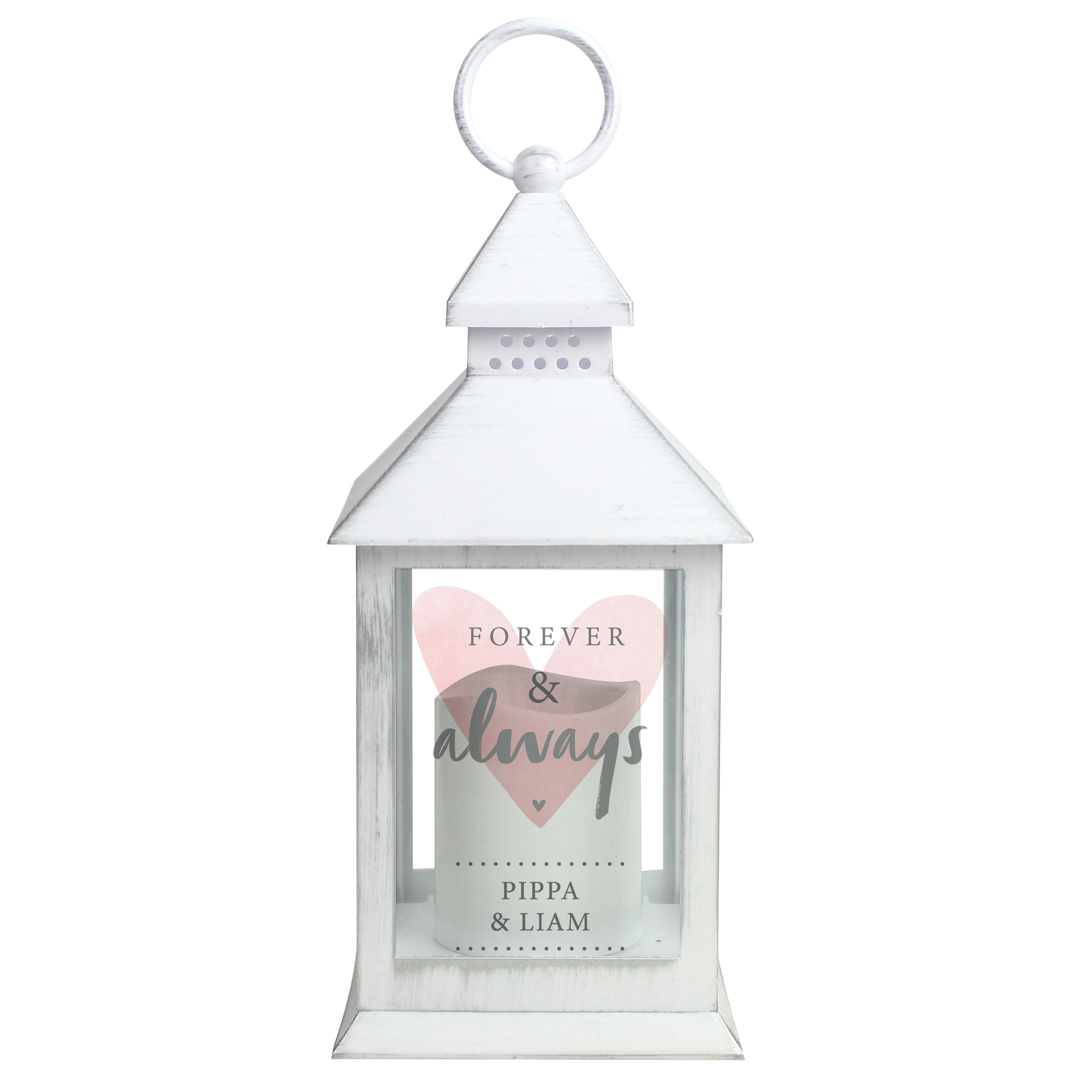 Personalised White LED Lantern - Forever & Always